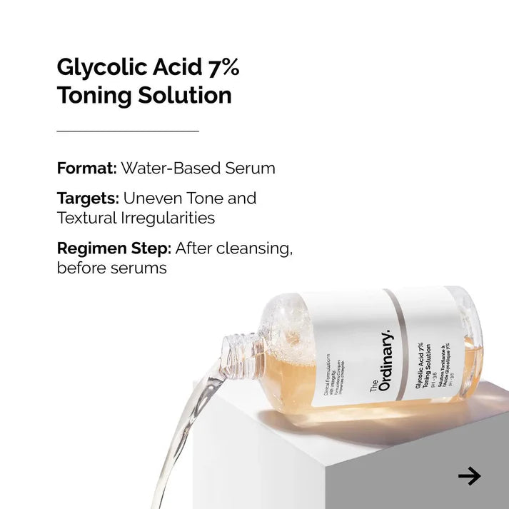 The Ordinary Glycolic Acid 7% Toning Solution – Exfoliating Face Toner For Radiant Skin, Removes Dead Skin Cells, Brightens & Smoothens, 240ml