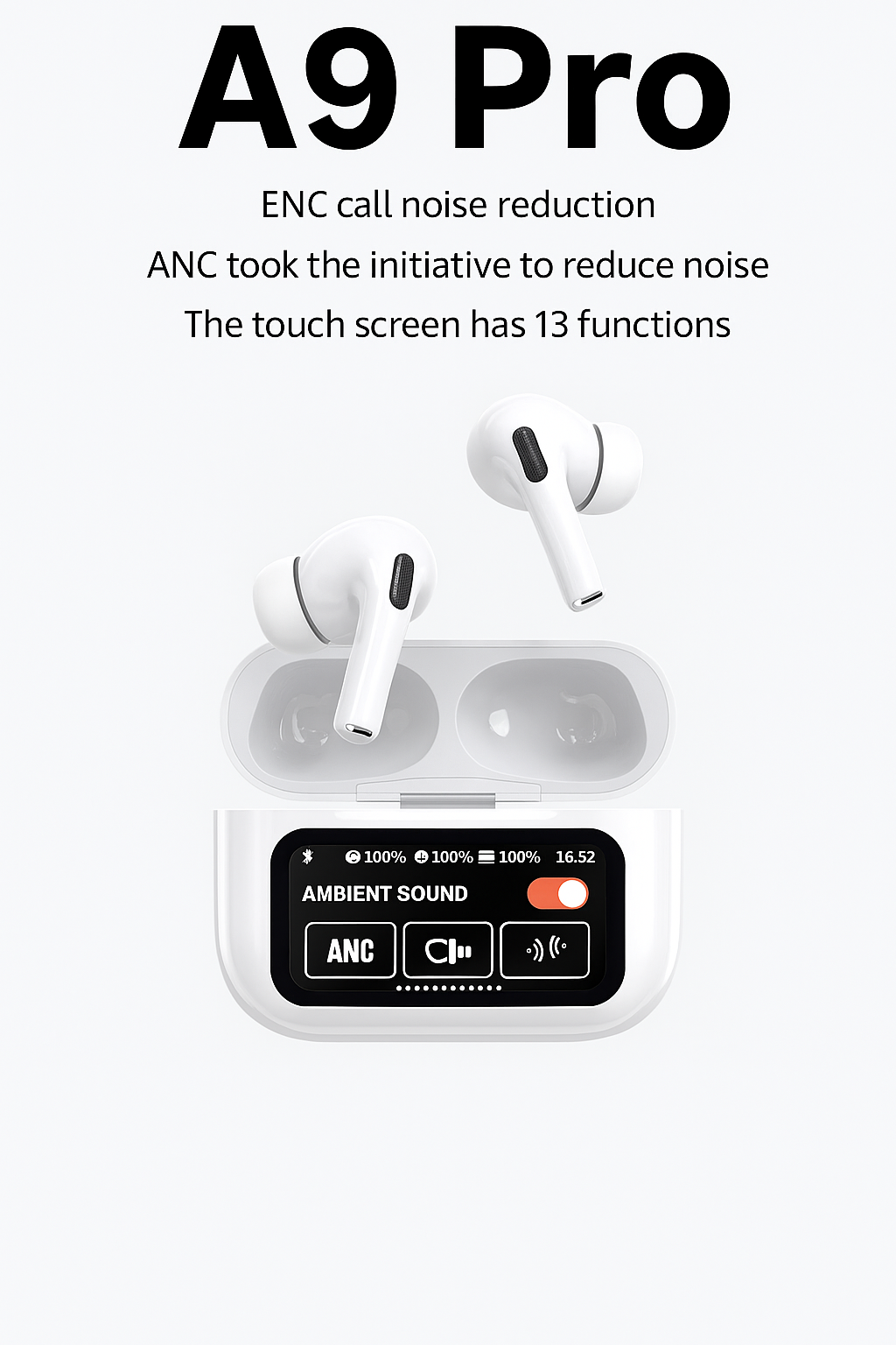 Original A9 Pro Airpods Anc/enc Touch Screen Wireless Earbuds | A9 Airpods Pro | Best Quality Airpods