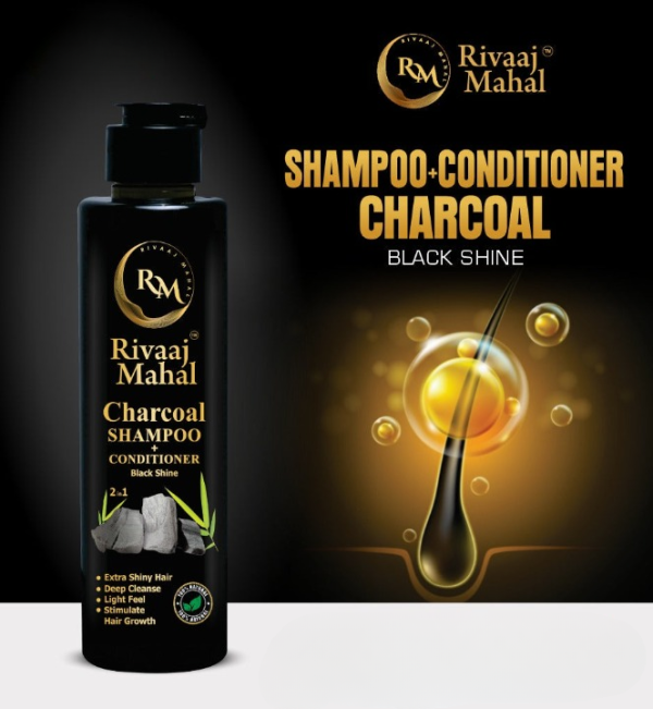 Rivaaj Mahal Black Shine Elixir – Activated Charcoal Shampoo & Conditioner for Deep Clean & Silky Smooth Hair